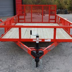 2 tomahawk trailers single axle utility 3.5k x76 orange front