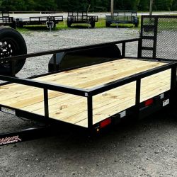 tandem axle utililty trailer in black tomahawk trailers